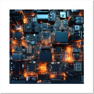 Cyber Circuit Cityscape Posters and Art